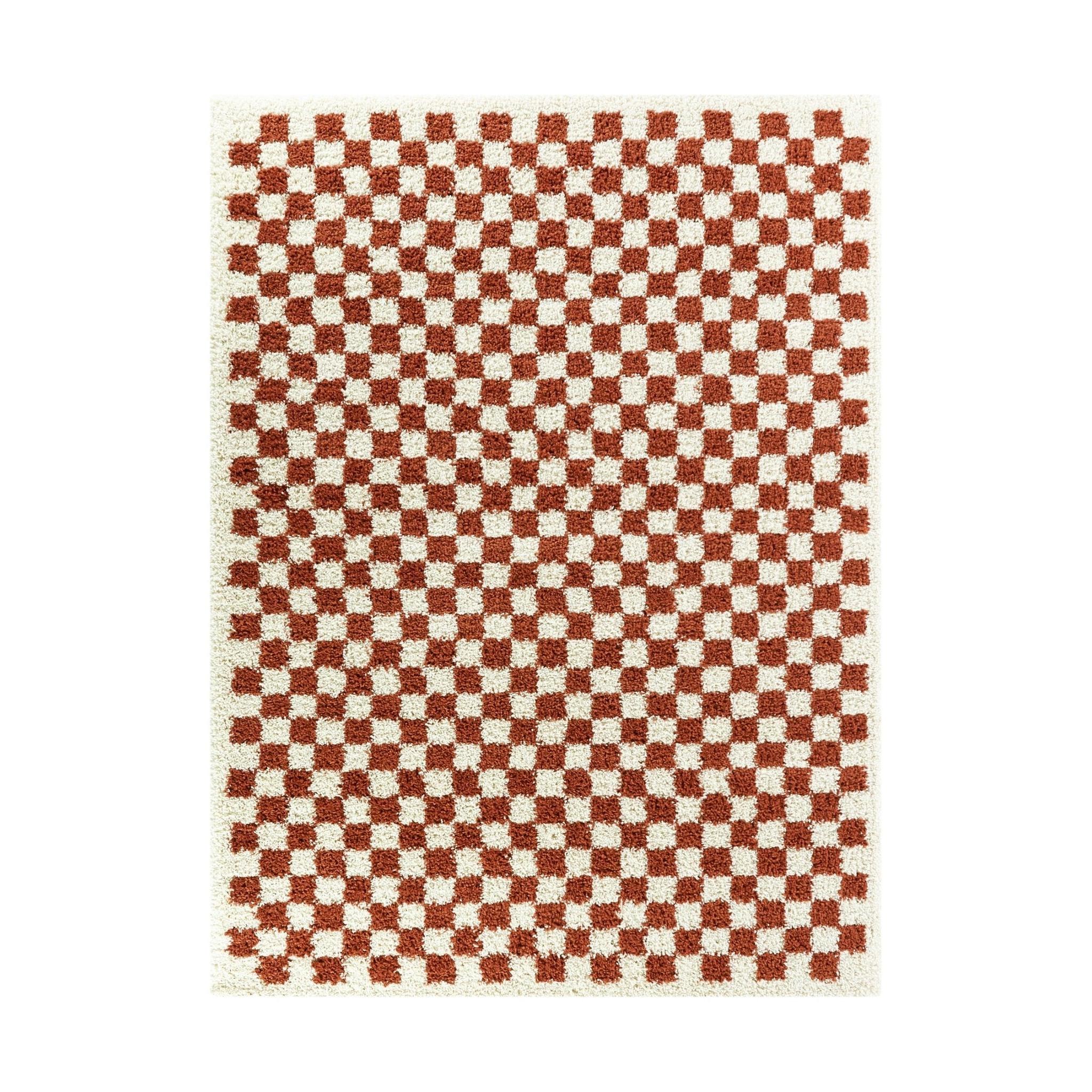 AFK Living vloerkleed Checkers - shaggy - terracotta - 160 x 230 cm