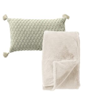 Dutch Decor set sierkussen en plaid – Daimy en Lize – Wit Dutch Decor set sierkussen en plaid – Daimy en Lize – Wit