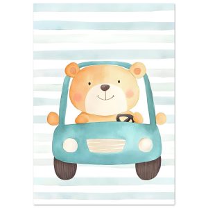 Artfulprints Poster Beer op reis – 70×100 cm – Blauw