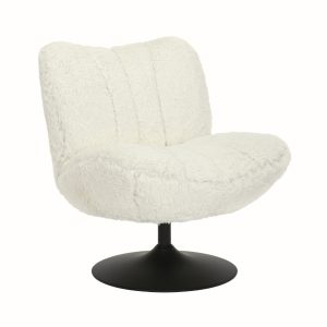 DÉJA Living Draaifauteuil Morten – Beige Fluffy/Zwart – 70x78x82cm DÉJA Living Draaifauteuil Morten – Beige Fluffy/Zwart – 70x78x82cm
