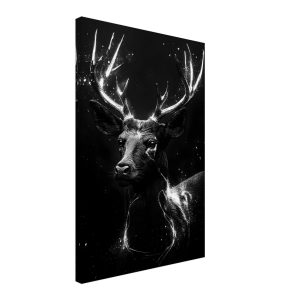 Artfulprints Canvas Deer portrait canvas – 40×60 cm – Zwart / Wit Artfulprints Canvas Deer portrait canvas – 40×60 cm – Zwart / Wit
