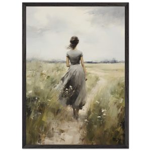 Artfulprints Poster met Lijst Woman in flowerfield – 50×70 cm – Groen Artfulprints Poster met Lijst Woman in flowerfield – 50×70 cm – Groen