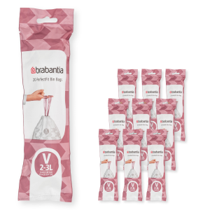 Brabantia PerfectFit Afvalzak, code V, 2-3 liter, 200 stuks, set van 1