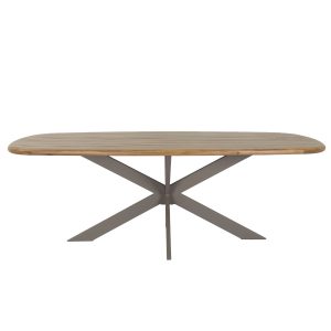 DÉJA Tuintafel Modena – Deens Ovaal, Naturel Acaciahout & Taupe Metaal