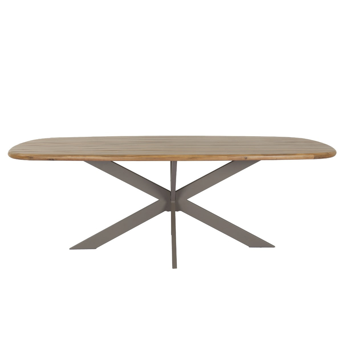 DÉJA Tuintafel Modena - Deens Ovaal, Naturel Acaciahout & Taupe Metaal