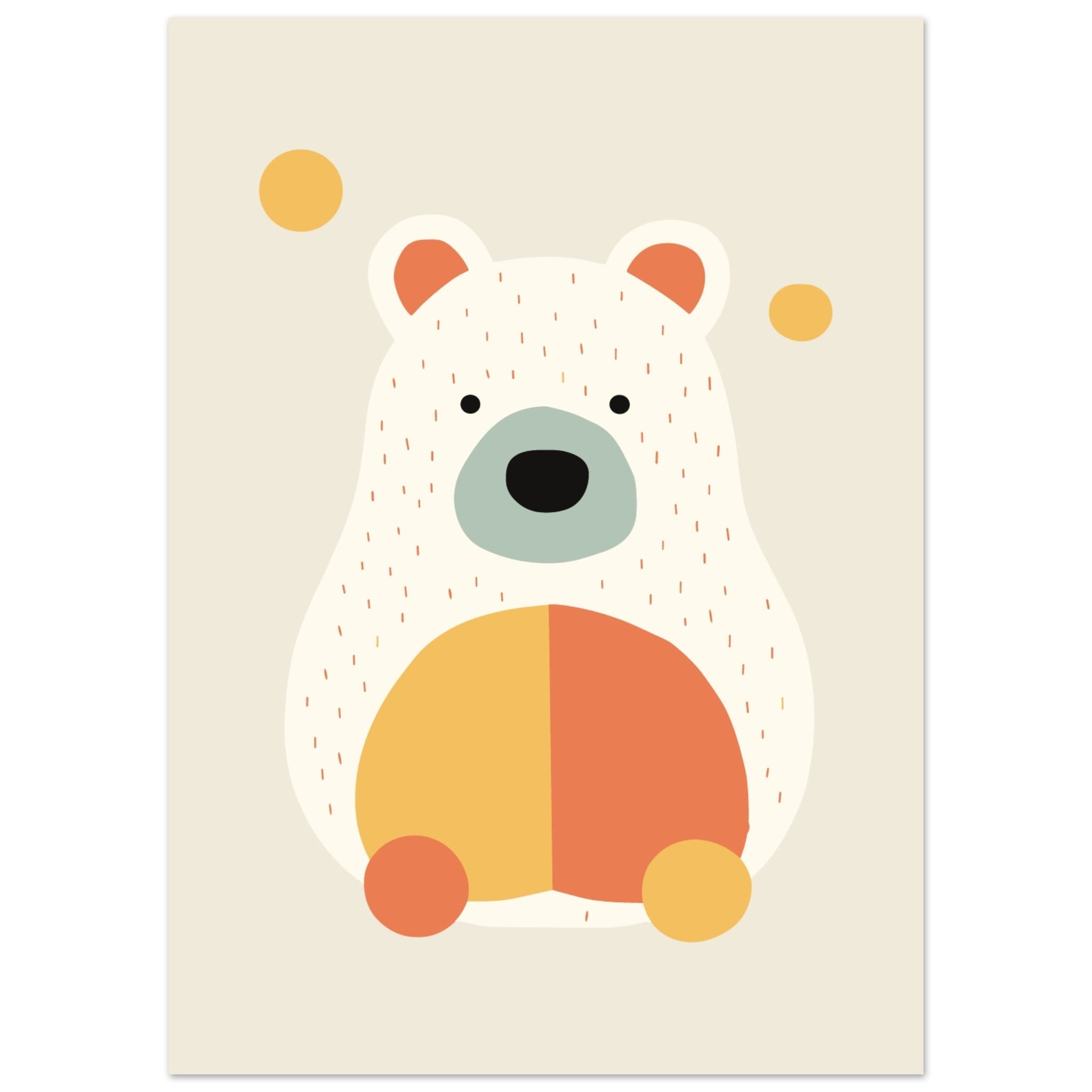 Artfulprints Poster Beertje kleur - 50x70 cm - Meerkleurig