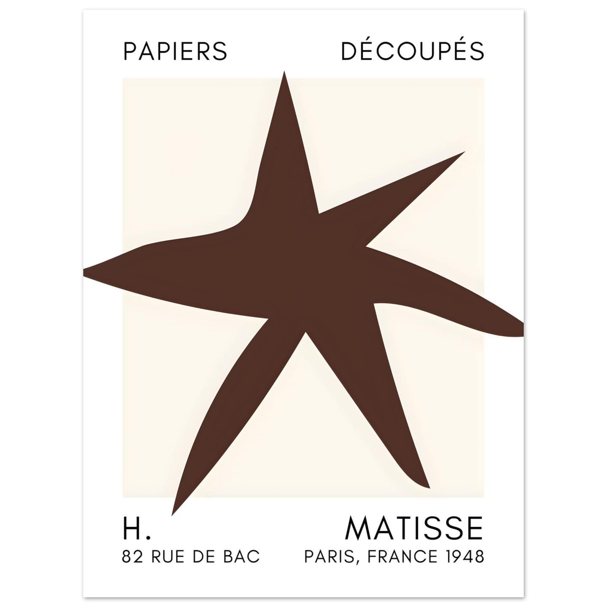 Artfulprints Poster Matisse – Star of the sea brown - 30x40 cm - Bruin