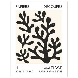 Artfulprints Poster Matisse – Coral shadows black – 30×40 cm – Zwart