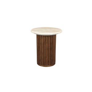 Dutchbone Arda Bijzettafel Rond 35 cm Travertin/ Hout – Beige Dutchbone Arda Bijzettafel Rond 35 cm Travertin/ Hout – Beige