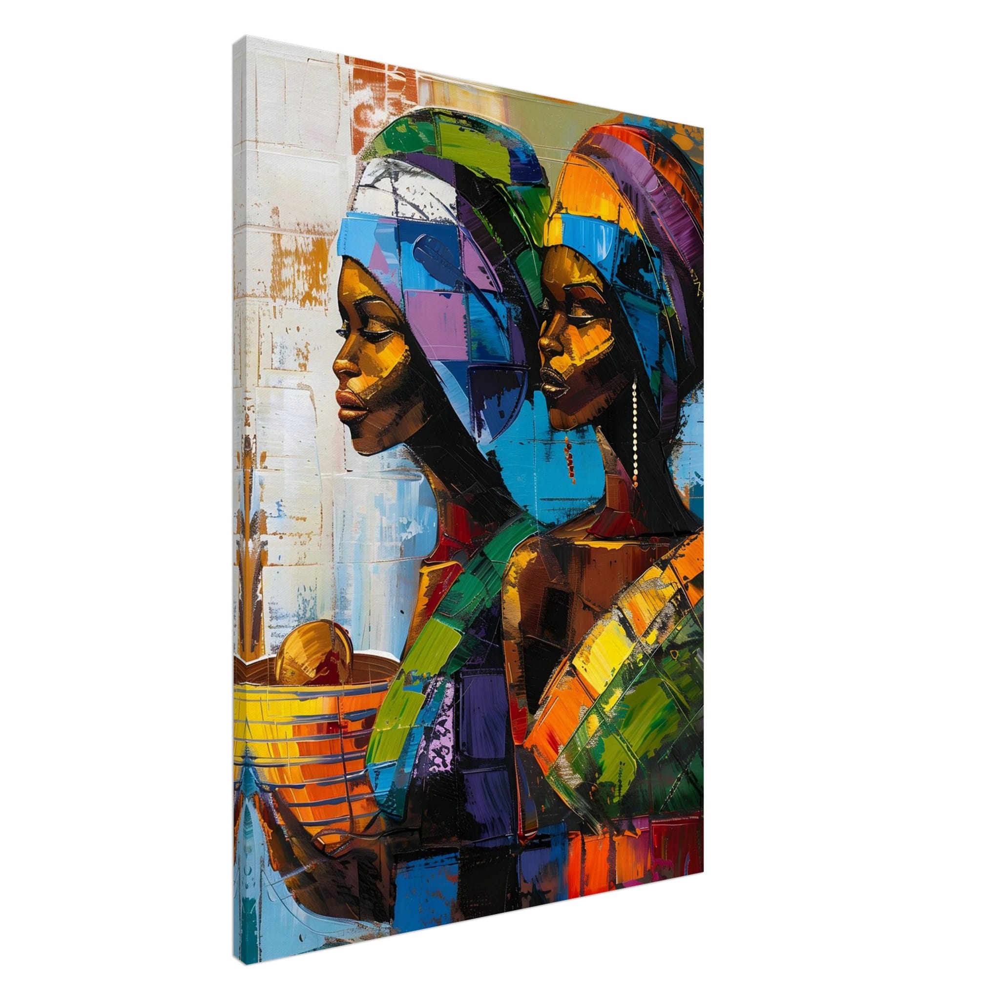 Artfulprints Canvas Colourful sisters canvas - 100x150 cm - Meerkleuri