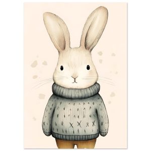 Artfulprints Winterkonijn aquarel poster A4 21×29.7 cm