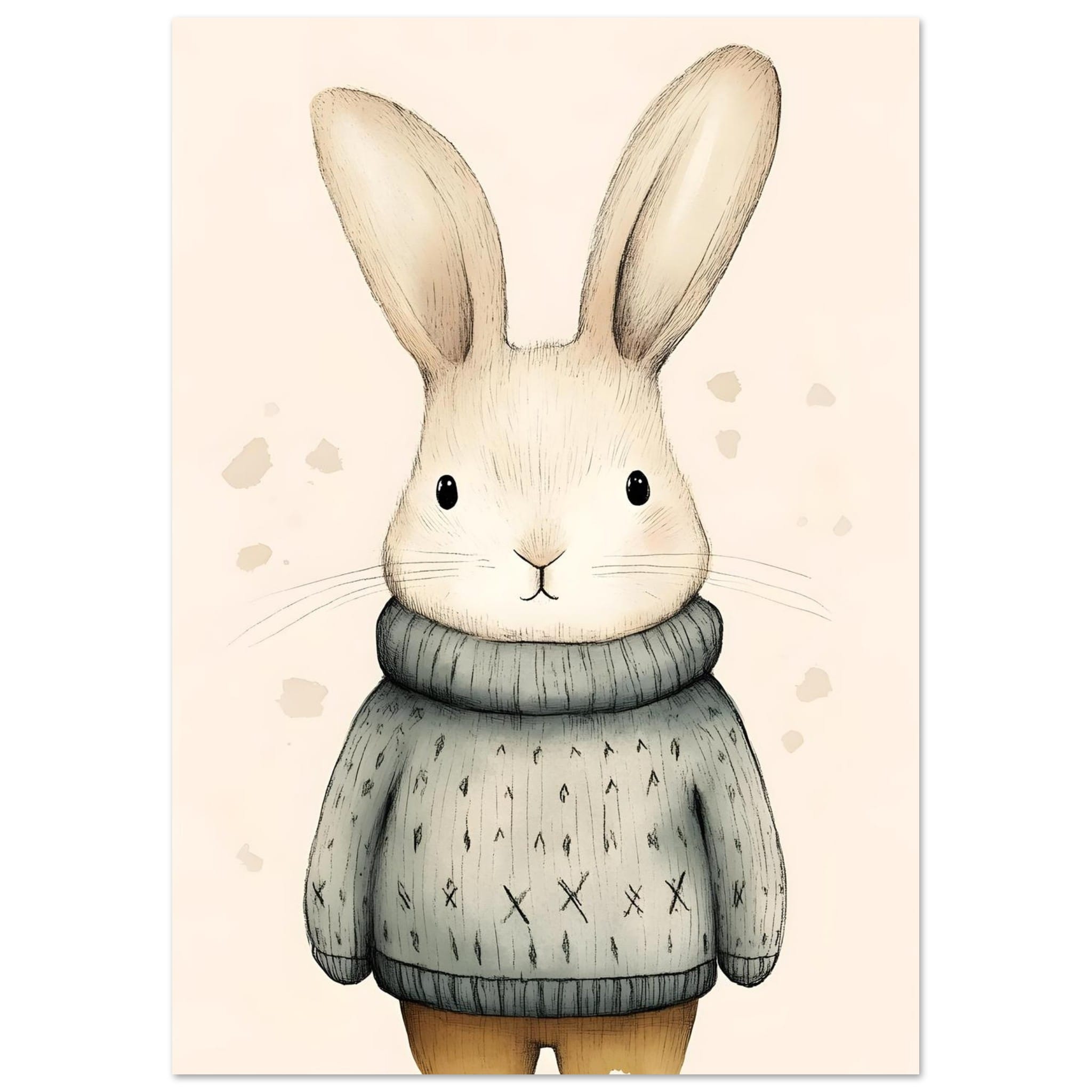 Artfulprints Winterkonijn aquarel poster A4 21x29.7 cm