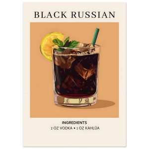 Artfulprints Poster Black Russian cocktail – Ingrediënten – 50×70 cm – Artfulprints Poster Black Russian cocktail – Ingrediënten – 50×70 cm –