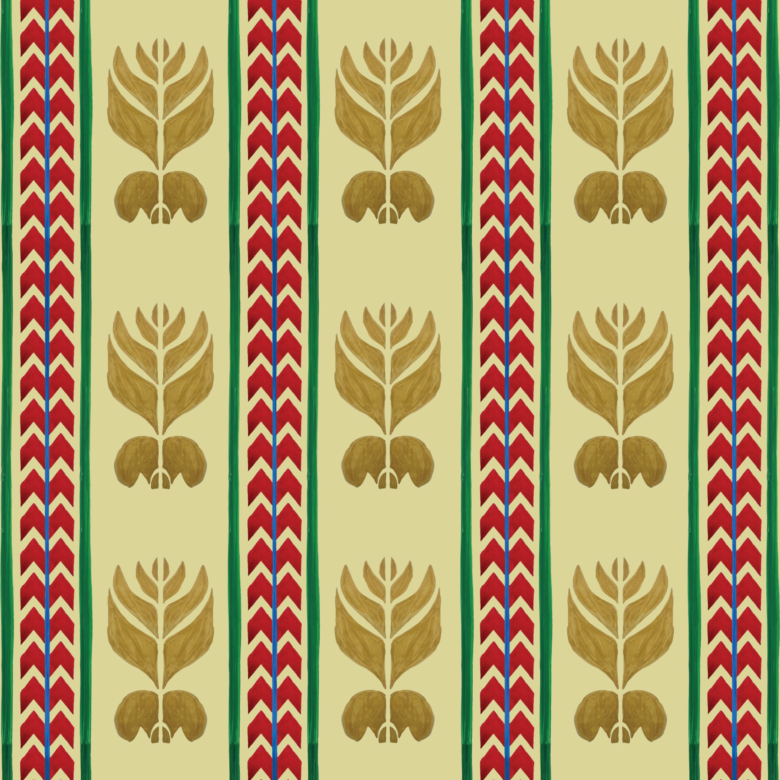 Catchii Behang Ikat Stripes pastel green/yellow
