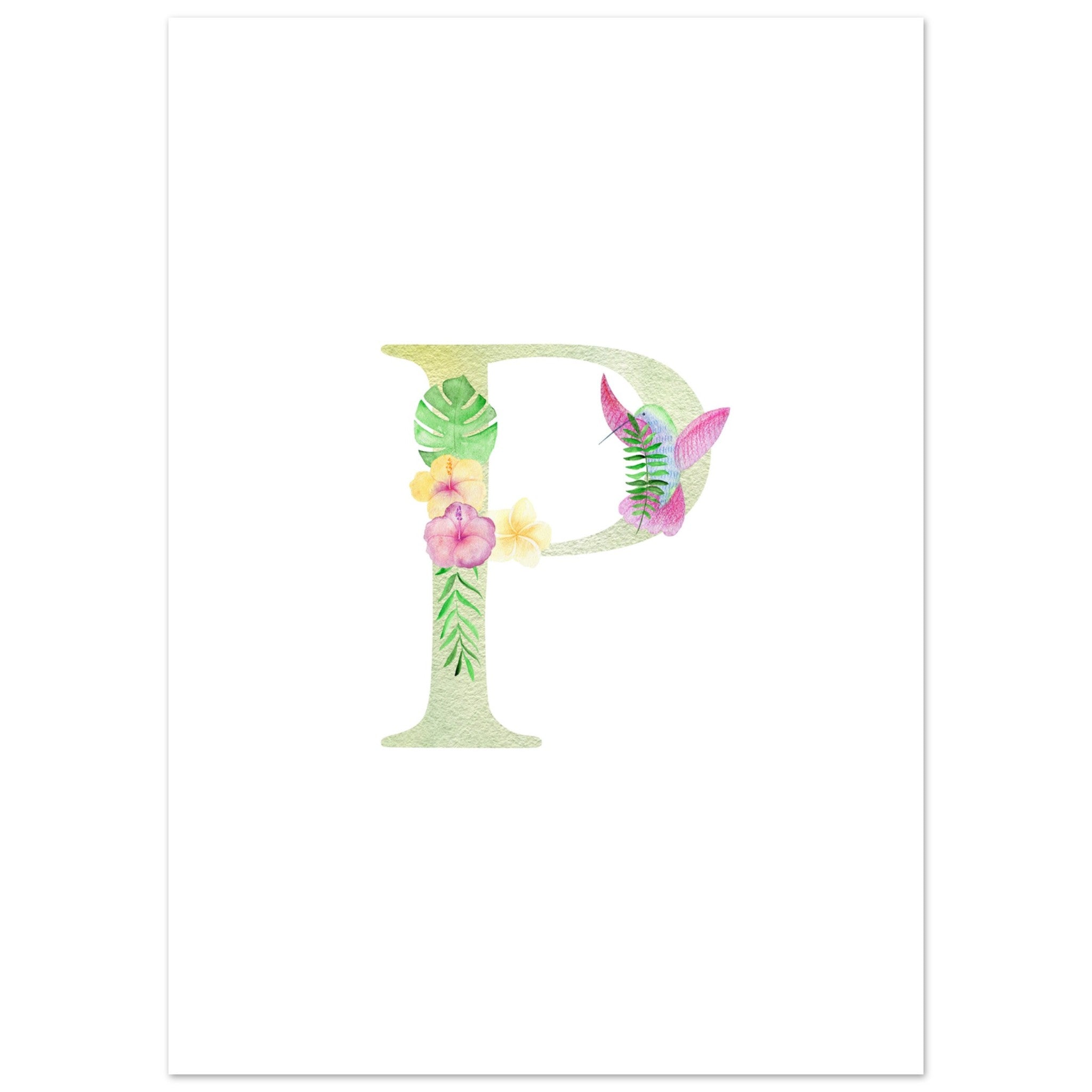 Artfulprints Poster Letter P kindernaam - 50x70 cm - Meerkleurig