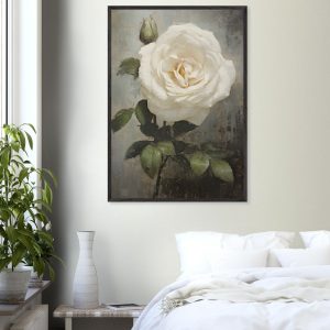 Artfulprints Poster White rose – 70×100 cm – Wit