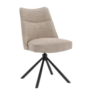 DÉJA Living Eetkamerstoel Meau – Beige/Zwart – Draaibaar – Set van 2
