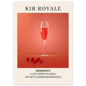 Artfulprints Poster Kir Royale cocktail – Ingrediënten – 50×70 cm – Ro Artfulprints Poster Kir Royale cocktail – Ingrediënten – 50×70 cm – Ro