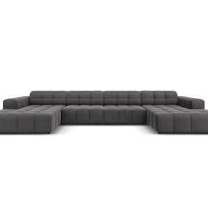 Cosmopolitan Design Panoramische bank Chicago 6-zits, flueel grijs – 1 Cosmopolitan Design Panoramische bank Chicago 6-zits, flueel grijs – 1