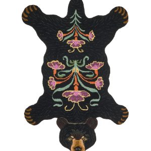 Doing Goods Blooming Zwarte Beer Vloerkleed – Groot 143 x 97 x 2 cm – Doing Goods Blooming Zwarte Beer Vloerkleed – Groot 143 x 97 x 2 cm –