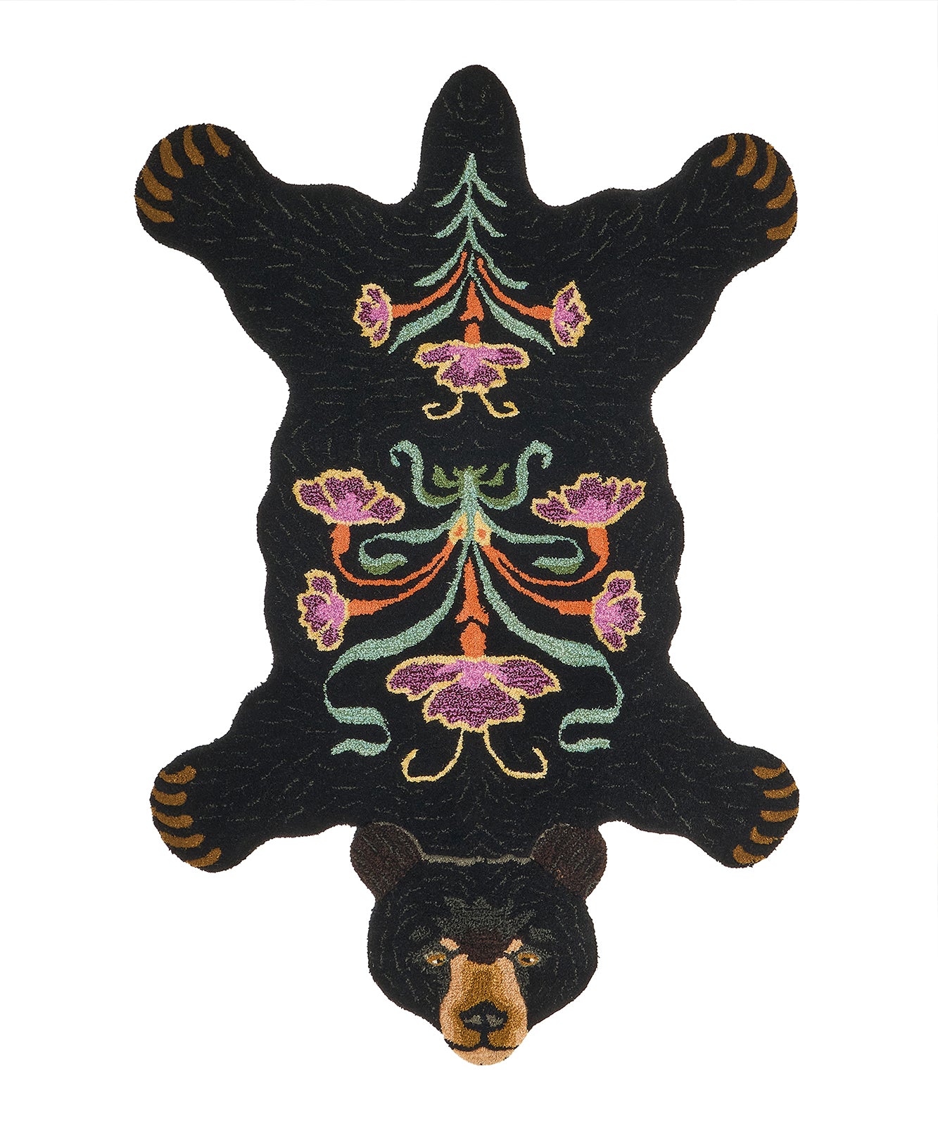 Doing Goods Blooming Zwarte Beer Vloerkleed - Groot 143 x 97 x 2 cm -
