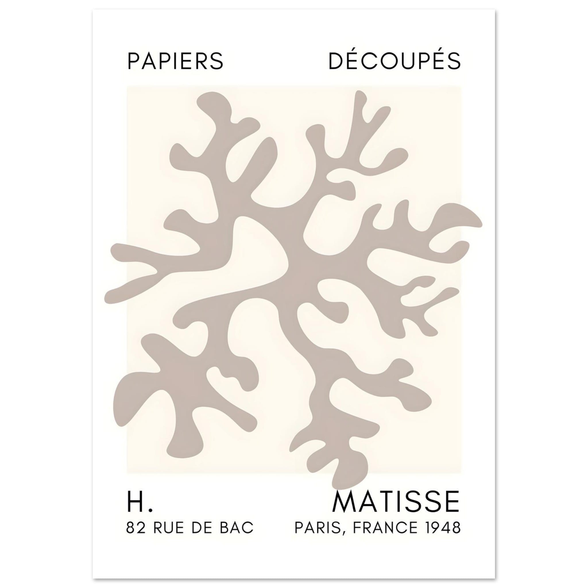 Artfulprints Poster Matisse – Dreamy coral flower grey - A4 21x29.7 cm