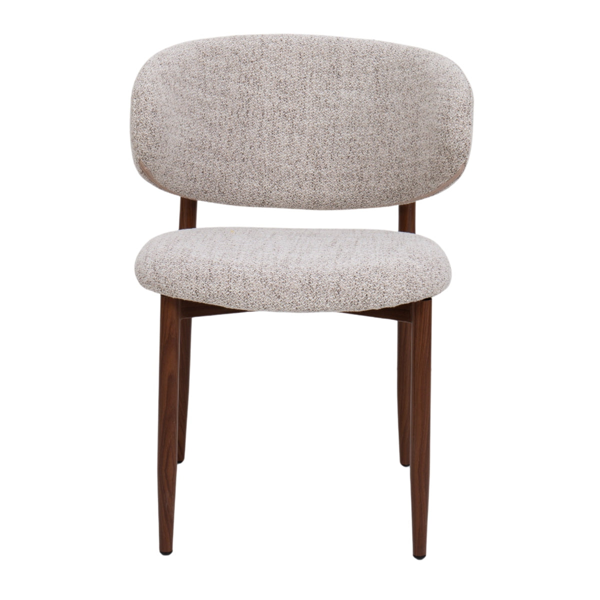 DÉJA Living Eetkamerstoel Jessie - Taupe/Walnoot - Stoffen Stoel - Mid