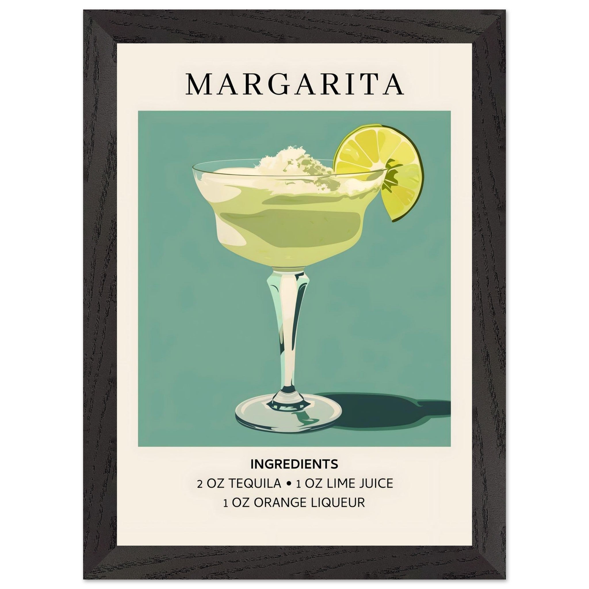 Artfulprints Poster met Lijst Margarita cocktail - Ingrediënten - A4 2