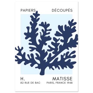 Artfulprints Poster Matisse – Aqua bloom navy blue I – 70×100 cm – Bla Artfulprints Poster Matisse – Aqua bloom navy blue I – 70×100 cm – Bla
