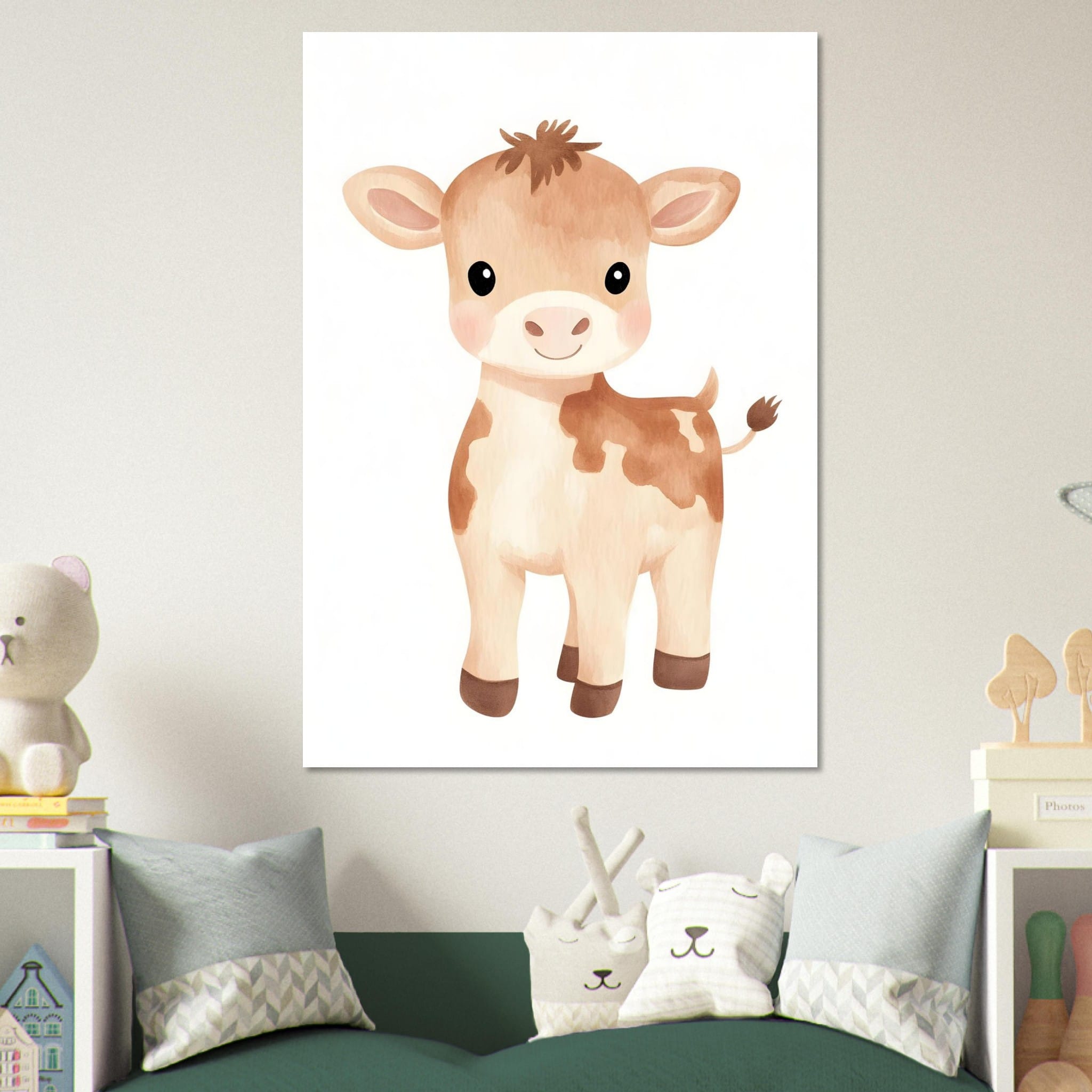 Artfulprints Poster Vrolijke koe - 70x100 cm - Bruin
