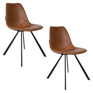 Dutchbone Franky Eetkamerstoelen Bruin – Set van 2 Dutchbone Franky Eetkamerstoelen Bruin – Set van 2