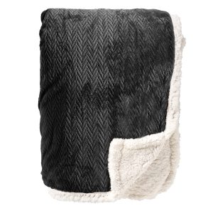 BOBBY – Plaid 150×200 cm – fleece deken met sherpa voering – Raven – z BOBBY – Plaid 150×200 cm – fleece deken met sherpa voering – Raven – z
