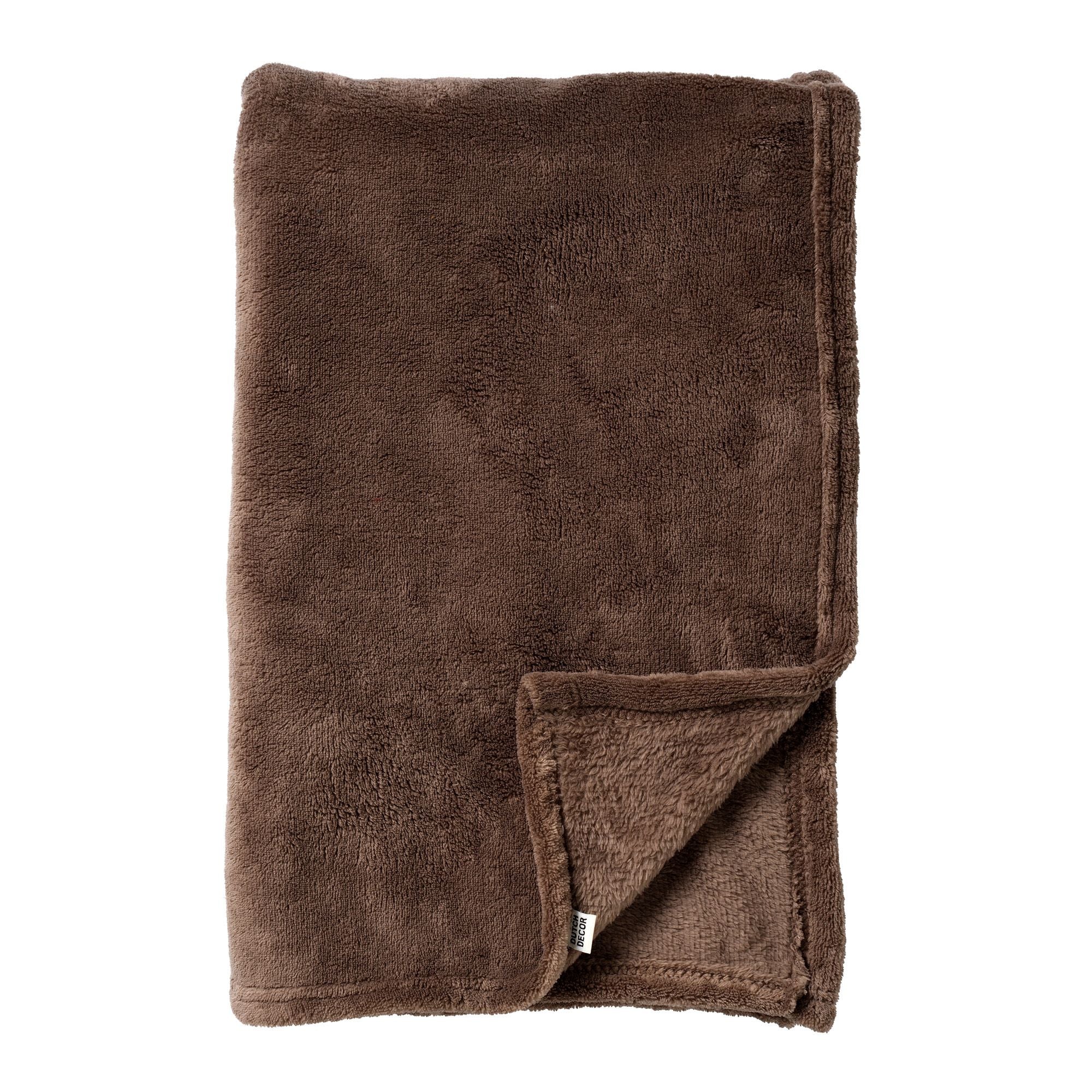OWEN - plaid 130x160 cm - coral fleece deken - heerlijk zacht - Chocol