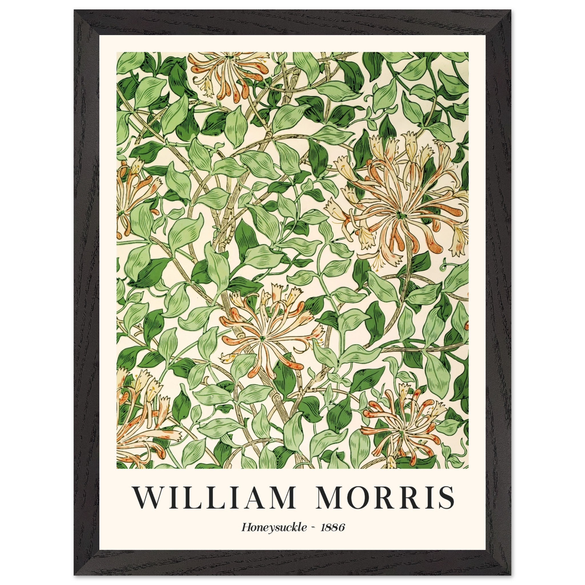 Artfulprints Poster met Lijst William Morris - Honeysuckle 1886 - 30x4