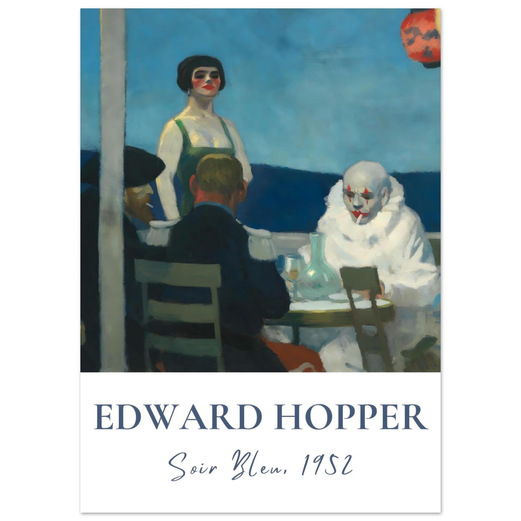 Artfulprints Poster Edward Hopper - Soir bleu - 50x70 cm - Blauw