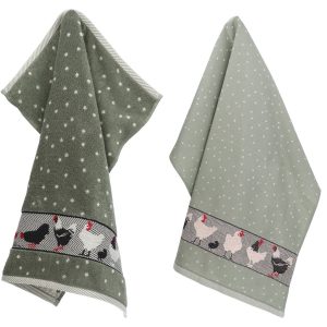 Luxe Keukendoek en Theedoek Kip Donkergroen – Bunzlau Castle – 100% bi Luxe Keukendoek en Theedoek Kip Donkergroen – Bunzlau Castle – 100% bi