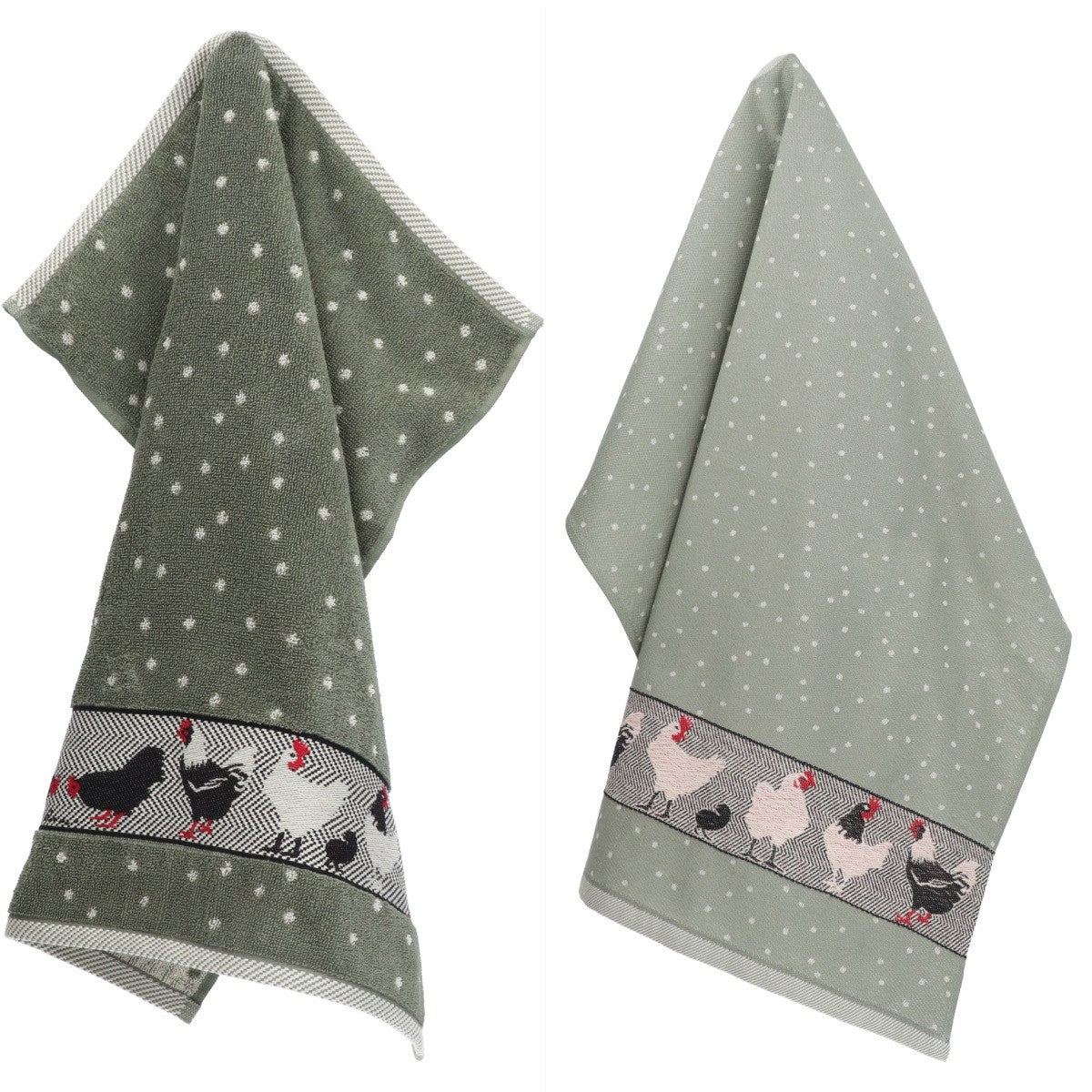 Luxe Keukendoek en Theedoek Kip Donkergroen - Bunzlau Castle - 100% bi