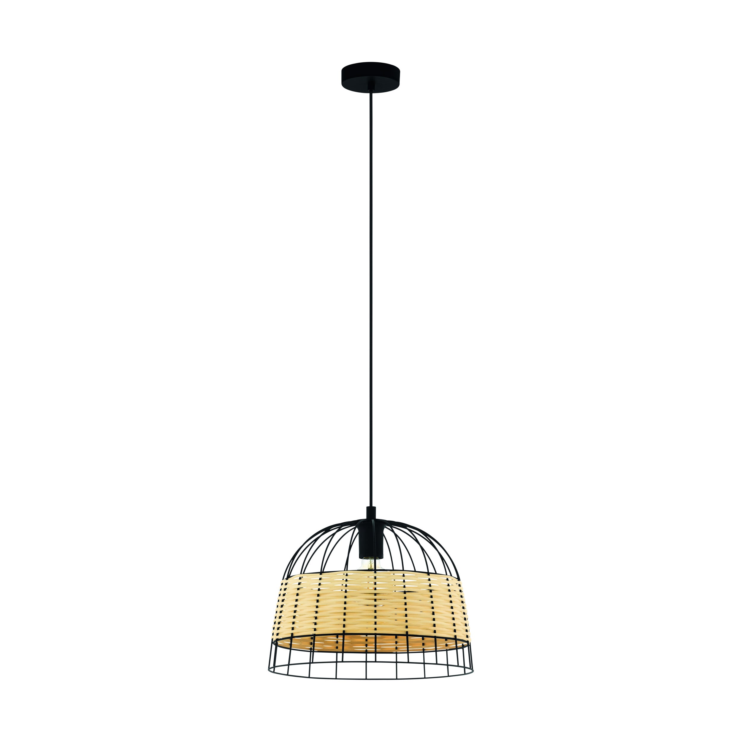 EGLO hanglamp Anwick - e27 - ø 37 cm - zwart/rotan