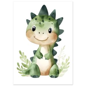 Artfulprints Poster Baby dino – 50×70 cm – Groen Artfulprints Poster Baby dino – 50×70 cm – Groen