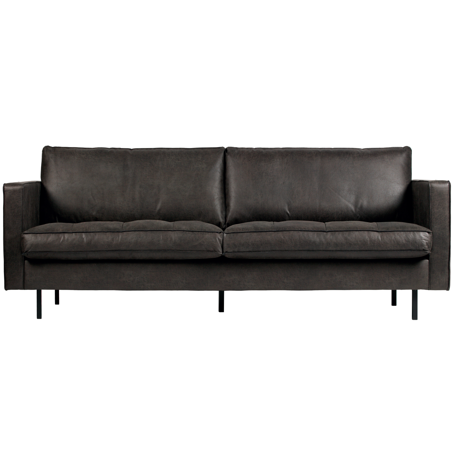 WOOOD classic 2,5-zits bank Rodeo - Leer - Zwart - 83x230x88