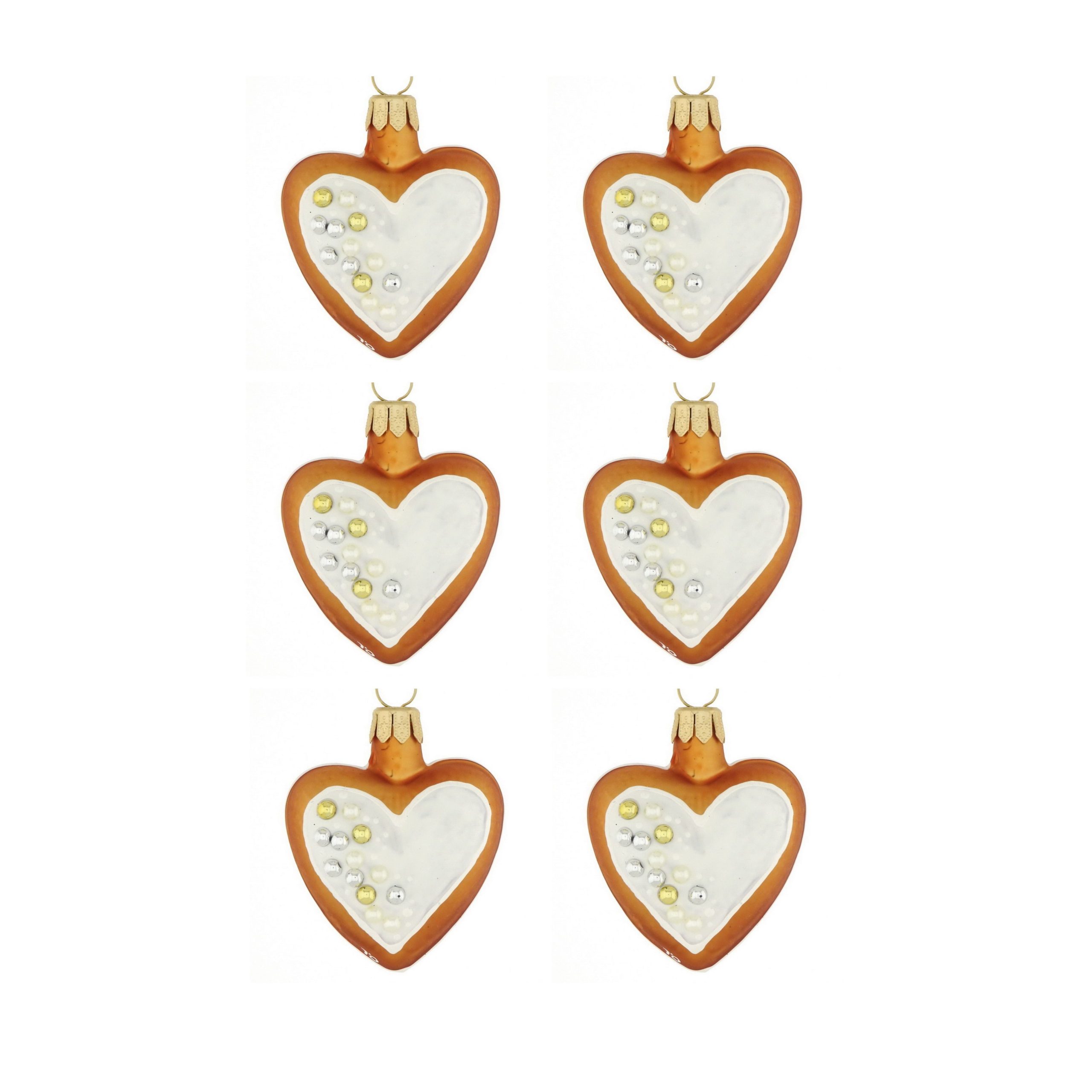 Dagmara kerstdecoratie – peperkoekhartvorm – set van 6