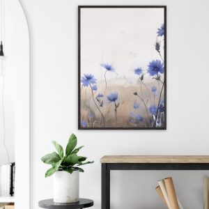 Artfulprints Poster Flower aquarel 3 – 70×100 cm – Blauw