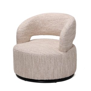 DÉJA Living Draaifauteuil Kisa – Beige Stof/Metaal – 79x79x77cm DÉJA Living Draaifauteuil Kisa – Beige Stof/Metaal – 79x79x77cm