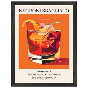 Artfulprints Poster met Lijst Negroni Sbagliato cocktail – Ingrediënte Artfulprints Poster met Lijst Negroni Sbagliato cocktail – Ingrediënte