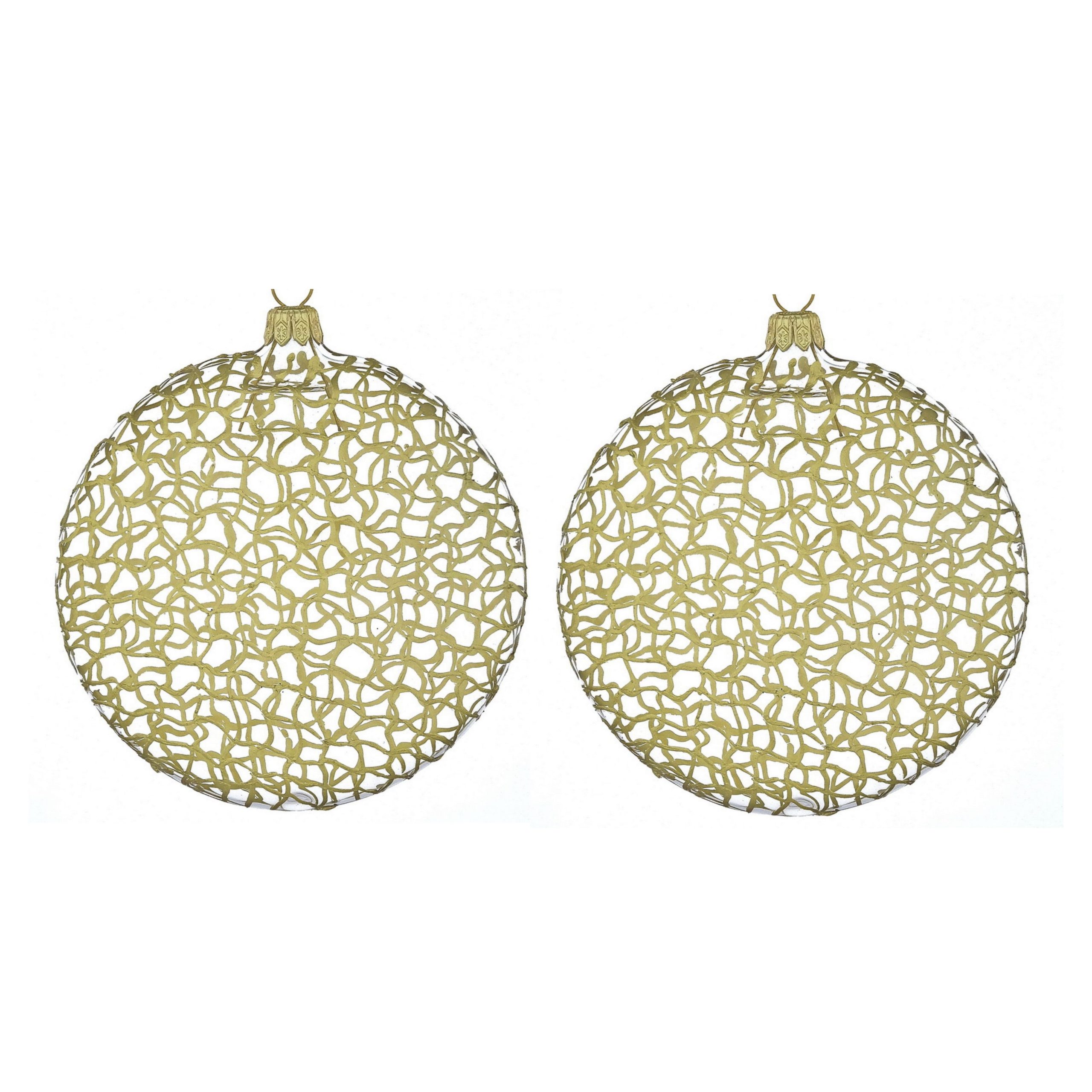 Dagmara kerstbal – medaillonvorm – goudkleurig – set van 2