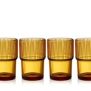 Bitz Waterglas Kusintha 280 ml – kleur Amber – set van 4 stuks – stape Bitz Waterglas Kusintha 280 ml – kleur Amber – set van 4 stuks – stape