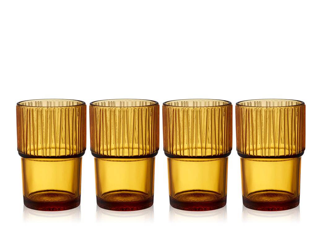 Bitz Waterglas Kusintha 280 ml - kleur Amber - set van 4 stuks - stape