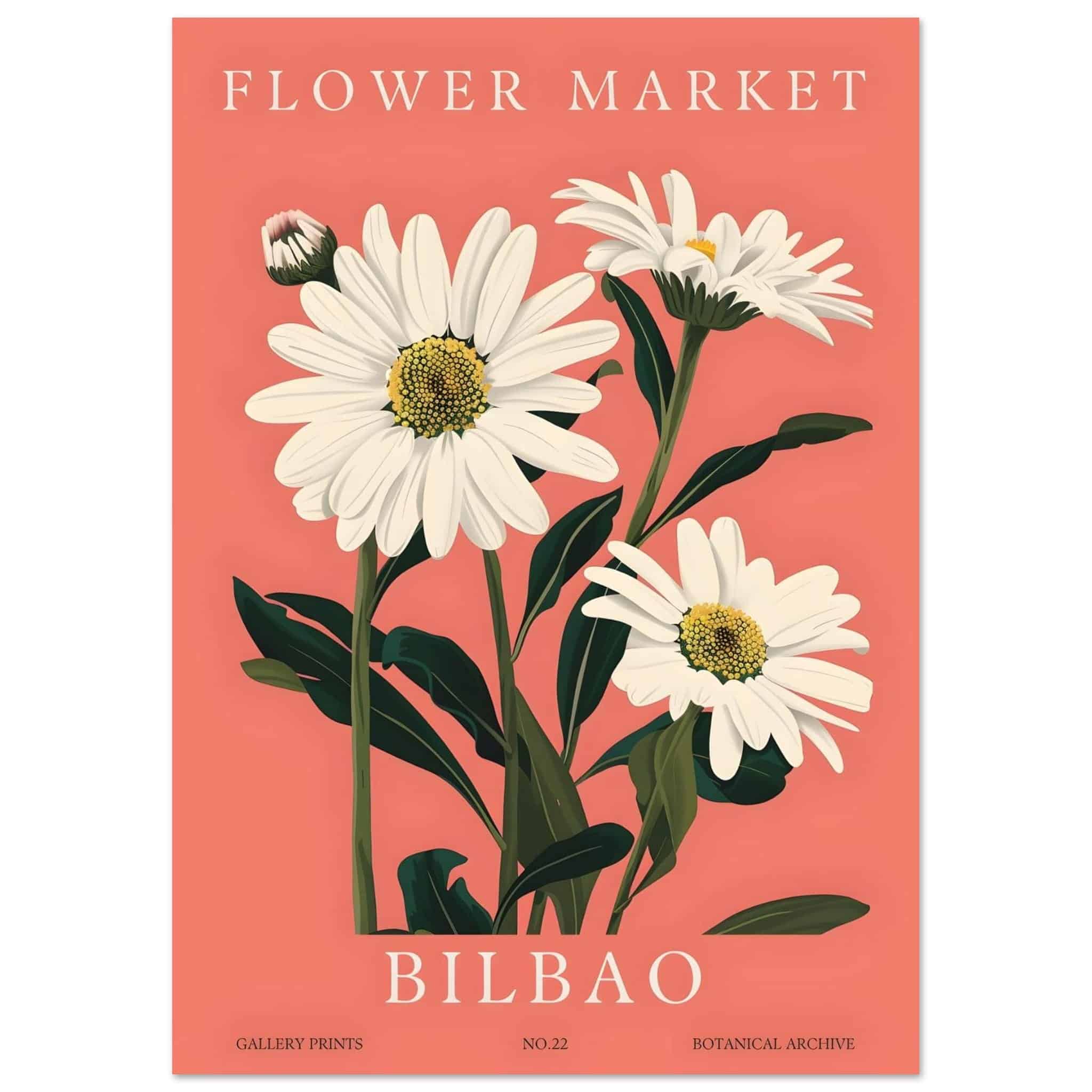 Artfulprints Poster Flower market - Bilbao - A4 21x29.7 cm - Roze