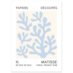 Artfulprints Poster Matisse – Coral shadows light blue – 50×70 cm – Bl
