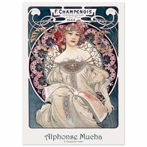 Artfulprints Poster Alphonse Mucha – F. Champenois – 50×70 cm – Blauw